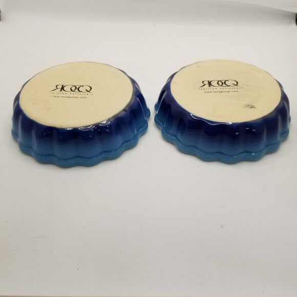 ROCQ Parisian Patisserie 5" Tart Flan Quiche Baking Ramekin Dish blue pair - Picture 8 of 11